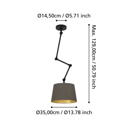 Eglo - Suspension-barre 1xE27/40W/230V marron