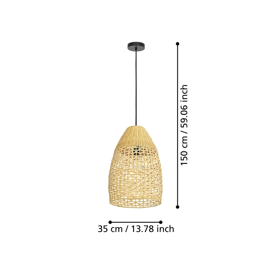 Eglo - Suspension filaire 1xE27/40W/230V d. 35 cm bambou
