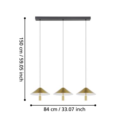 Eglo - Suspension filaire à intensité variable 3xLED/12W/230V 3000K doré