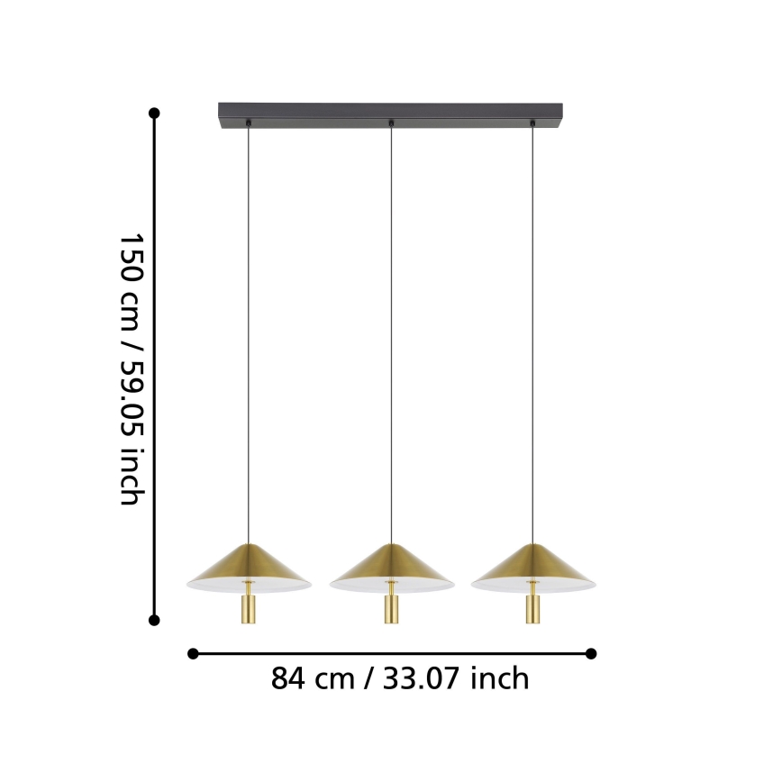 Eglo - Suspension filaire à intensité variable 3xLED/12W/230V 3000K doré