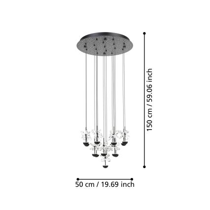 Eglo - Suspension filaire à intensité variable LED/27W/230V 3000K noir