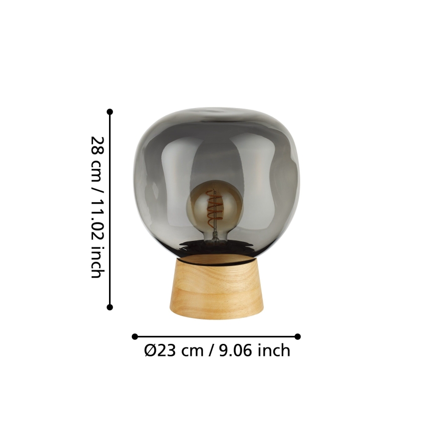 Eglo - Lampe de table 1xE27/40W/230V fumé