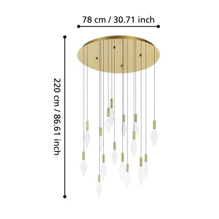 Eglo - Suspension filaire à intensité variable 16xLED/3,3W/230V 3000K d. 78 cm doré