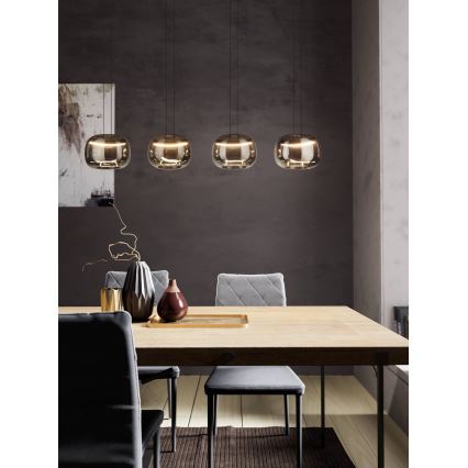 Eglo - Suspension LED dimmable sur câble 4xLED/5,8W/230V noir/fumé