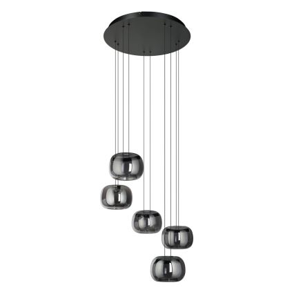 Eglo - Suspension LED dimmable sur câble 5xLED/5,8W/230V noire/fumée