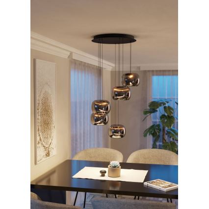 Eglo - Suspension LED dimmable sur câble 5xLED/5,8W/230V noire/fumée