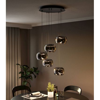 Eglo - Suspension LED dimmable sur câble 5xLED/5,8W/230V noire/fumée