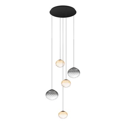 Eglo - Suspension LED dimmable sur câble 5xLED/5,8W/230V 2200-6500K noir/beige/fumé + télécommande