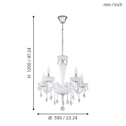 Eglo 39113- Lustre CARPENTO 5xE14/40W/230V