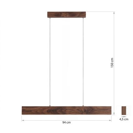 Eglo - Lustre LED suspendu sur câble LED/17W/230V + LED/4,2W finition noyer