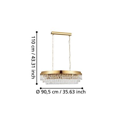 Eglo - Suspension sur chaîne 10xE14/40W/230V dorée