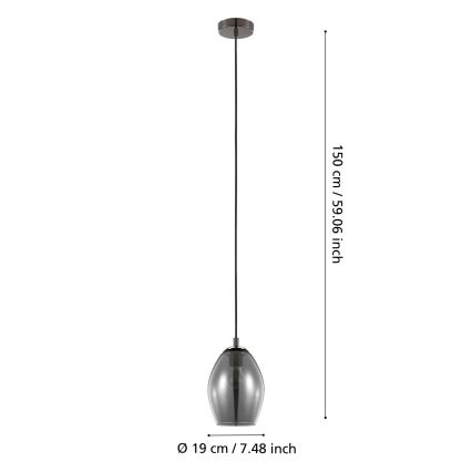 Eglo - Suspension filaire 1xE27/60W/230V fumé