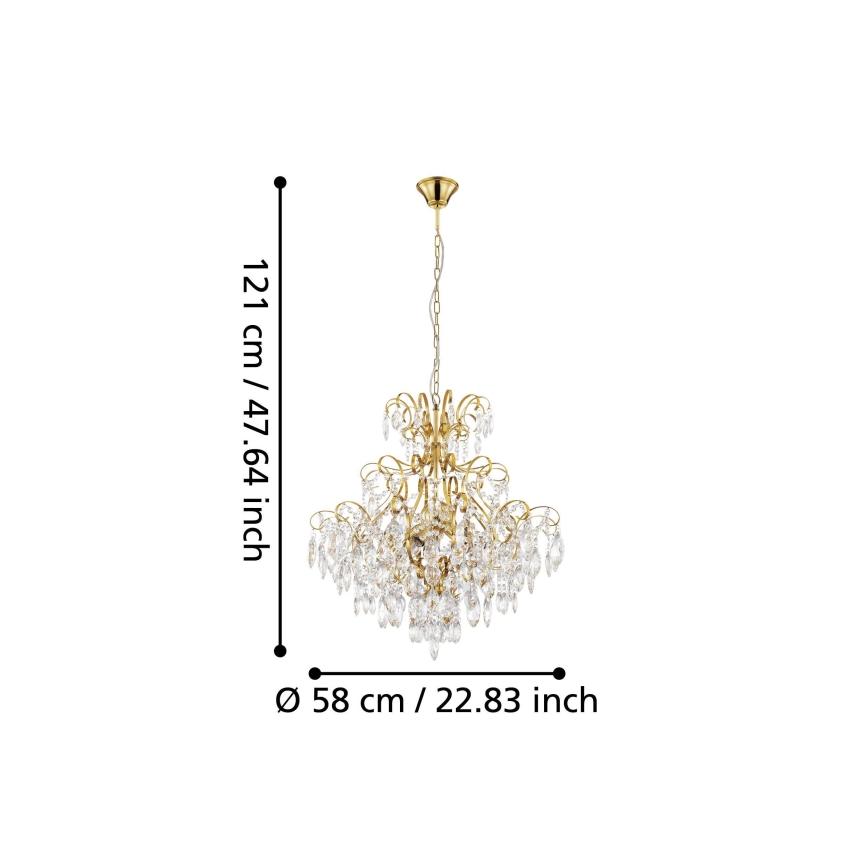 Eglo - Suspension sur chaine 5xE14/25W/230V doré