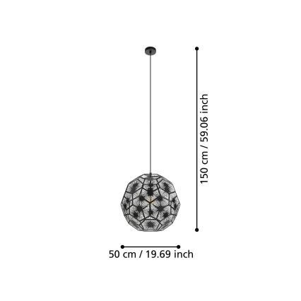 Eglo 39619 - Suspension filaire 1xE27/60W/230V d. 50 cm noir