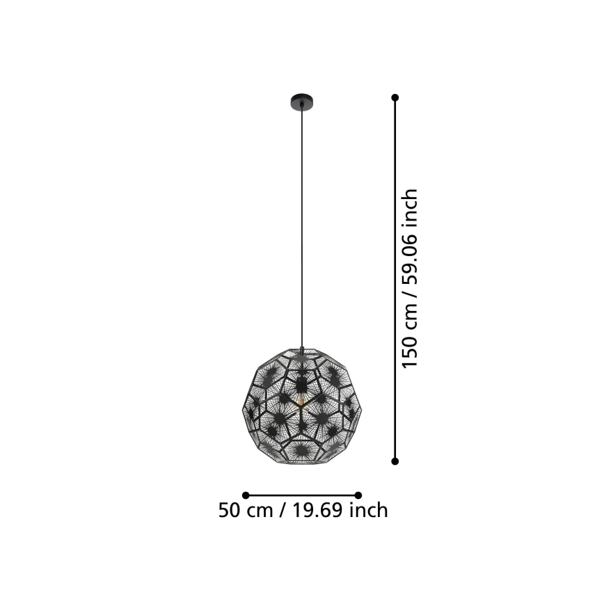 Eglo 39619 - Suspension filaire 1xE27/60W/230V d. 50 cm noir
