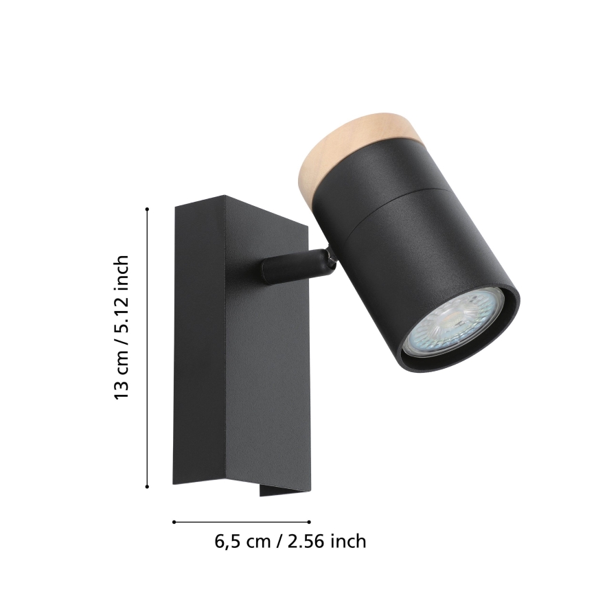 Eglo - Spot mural 1xGU10/4,5W/230V 3000K noir/marron