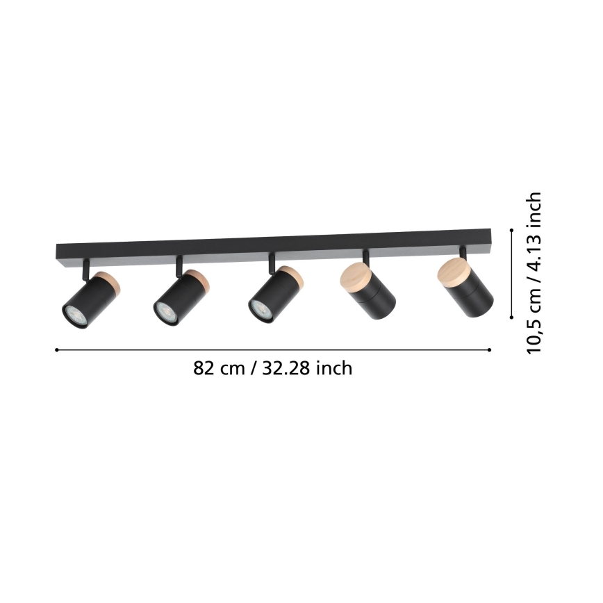 Eglo - Spot LED 5xGU10/4,5W/230V 3000K noir/marron