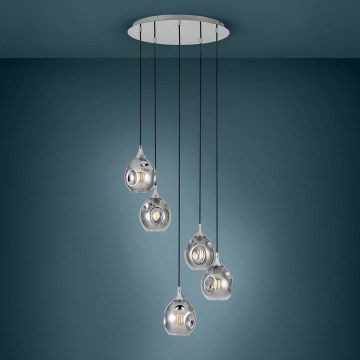 Eglo 39682 - Suspension sur câble BREGALLA 5xE27/40W/230V noir/fumé