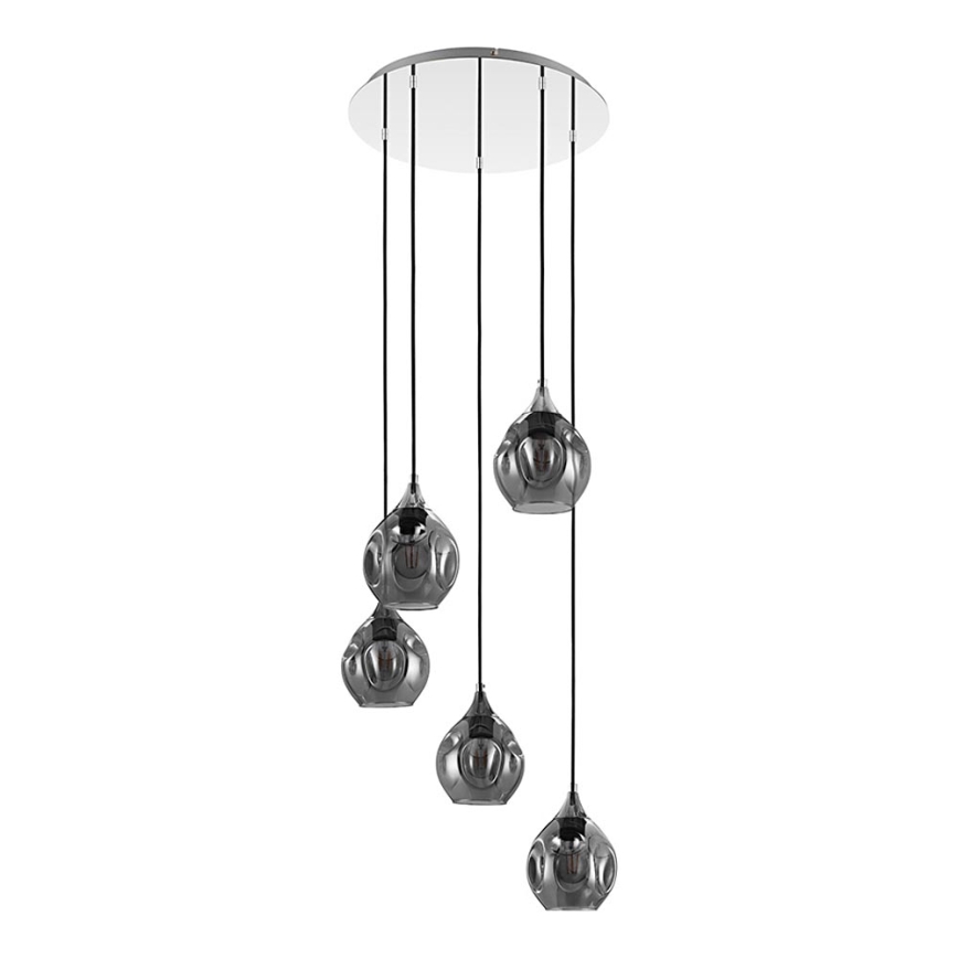 Eglo 39682 - Suspension sur câble BREGALLA 5xE27/40W/230V noir/fumé