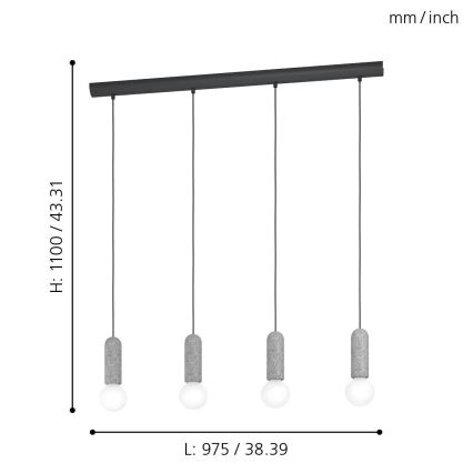 Eglo - Suspension avec fil 4xE27/40W/230V