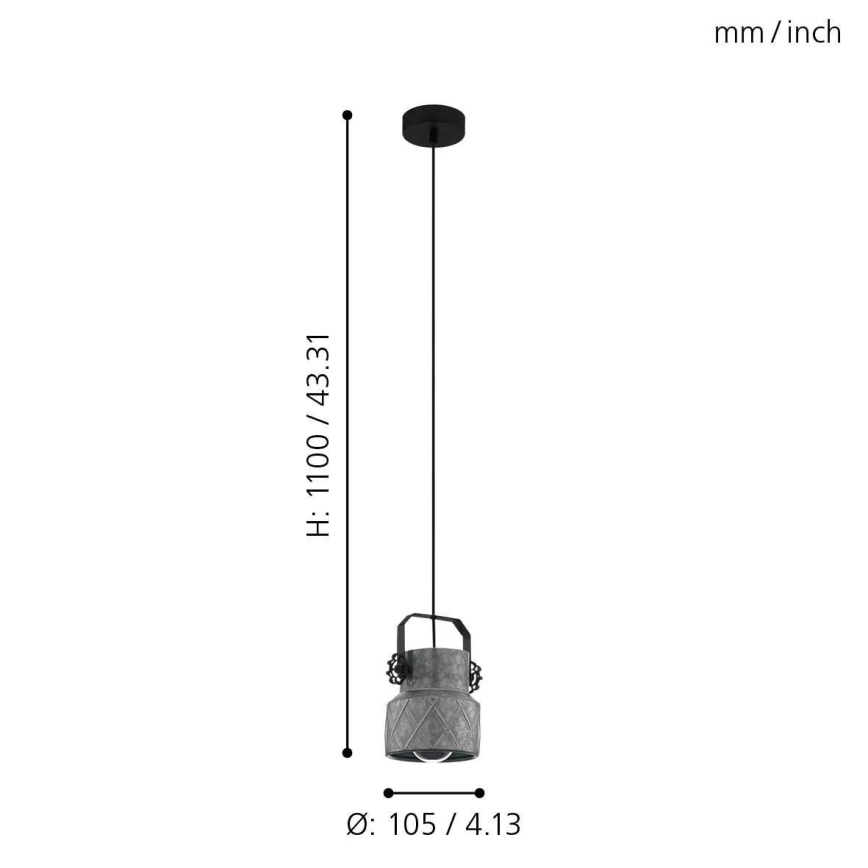 Eglo 39854 - Suspension sur câble HILCOTT 1xE27/40W/230V
