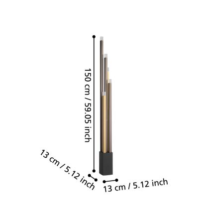 Eglo - Lampadaire à intensité variable 5xLED/3,7W/230V 3000K anthracite/doré