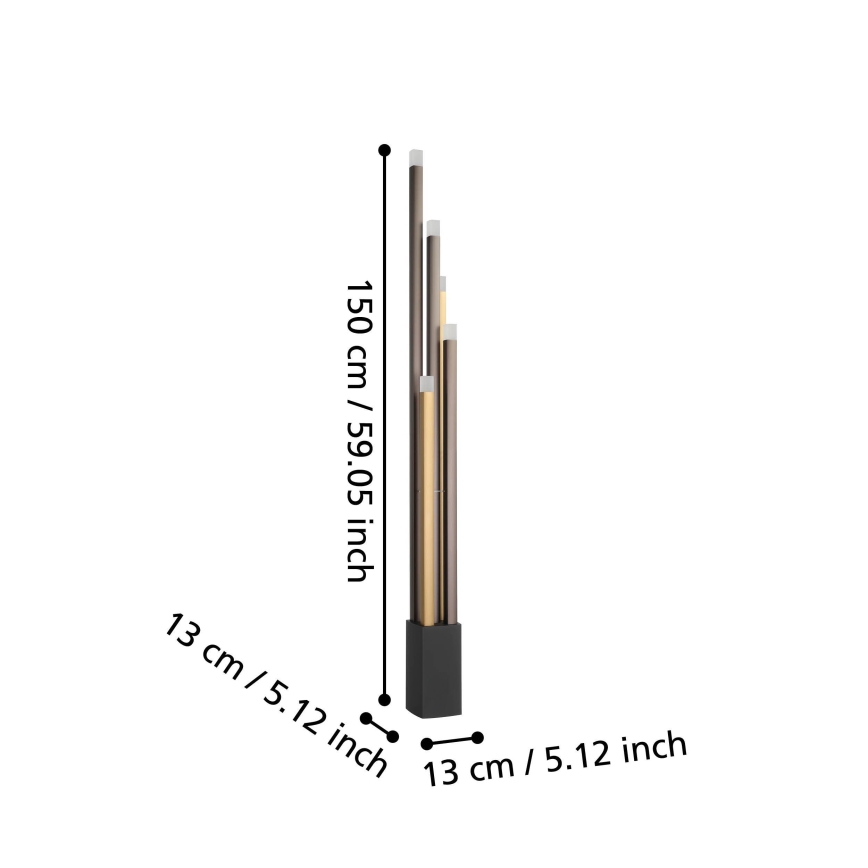 Eglo - Lampadaire à intensité variable 5xLED/3,7W/230V 3000K anthracite/doré