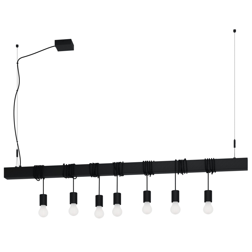 Eglo - Suspension filaire TOWNSHEND 7xE27/40W/230V noir