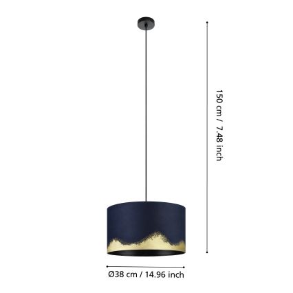 Eglo - Suspension filaire 1xE27/40W/230V d. 38 cm bleu/doré
