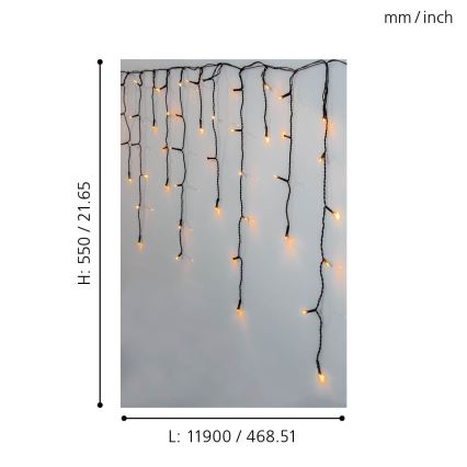 Eglo 410824 - Guirlande de Noël extérieure 480xLED/17x0,55m IP44 blanc chaud