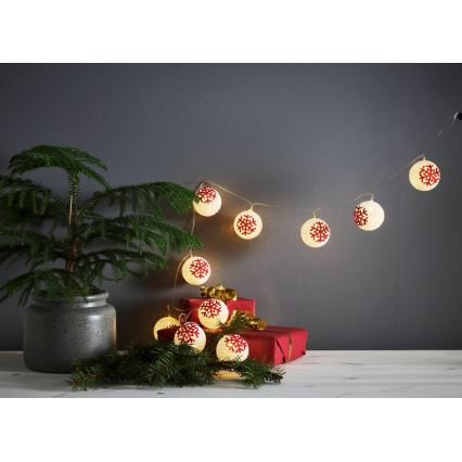 Eglo 411113 - Guirlande de Noël ORNAMENT 10xLED/3xAA 1,65m blanc chaud