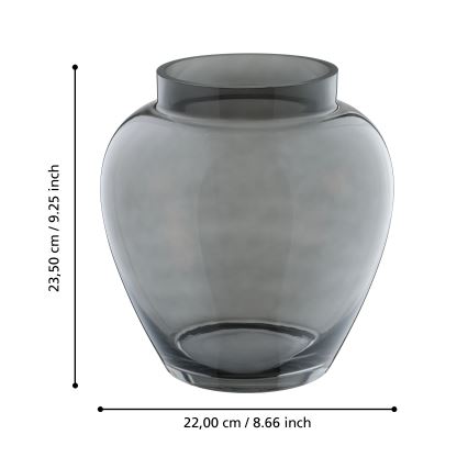 Eglo 421211 - Vase en verre ASINDRO 23,5 x 22 cm noir/fumé