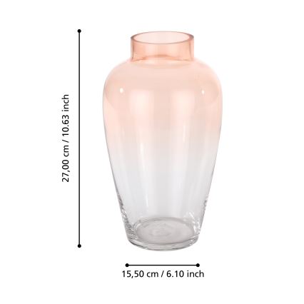 Eglo 421357 - Vase en verre KENYASI 27x15,5 cm rose