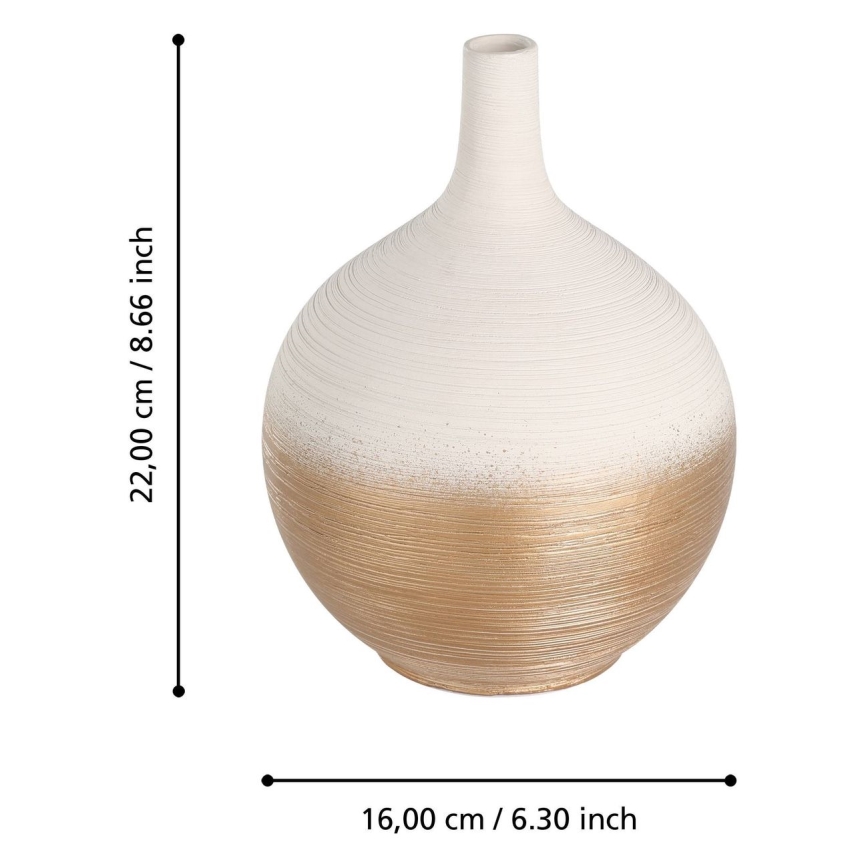 Eglo - Vase en céramique 22x16 cm blanc/doré