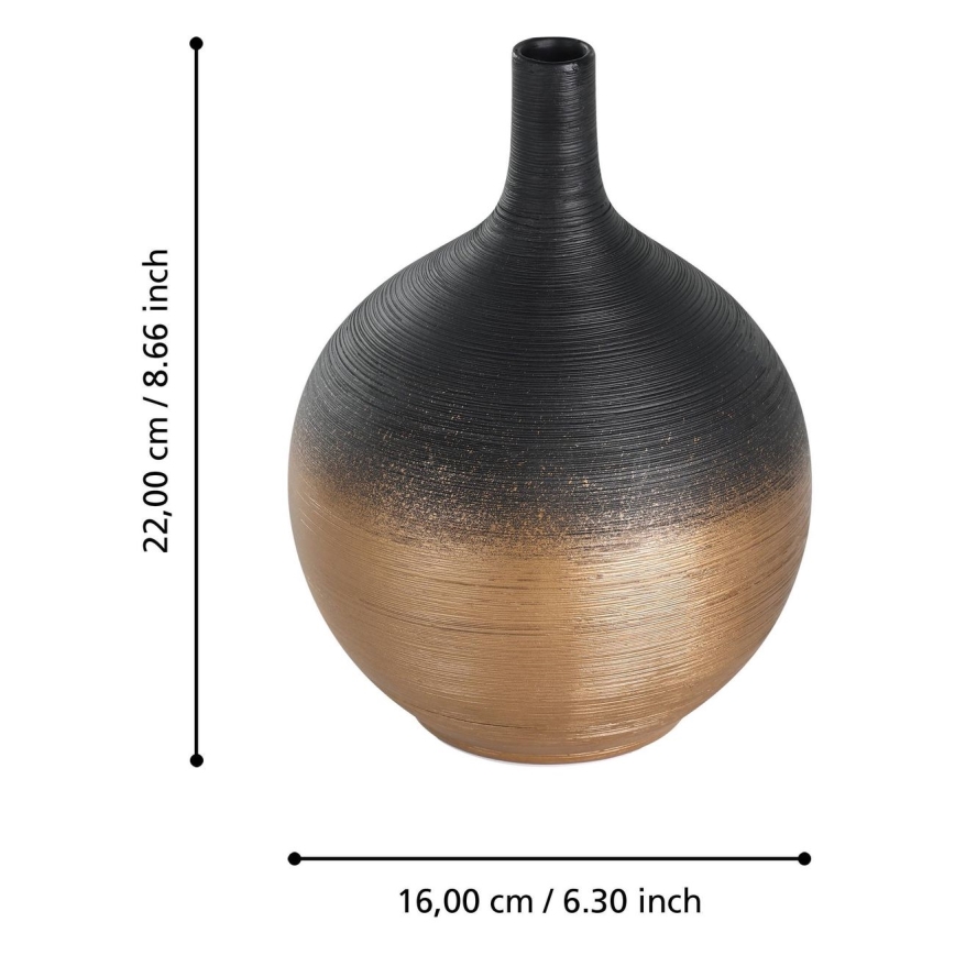 Eglo - Vase en céramique 22x16 cm noir/doré