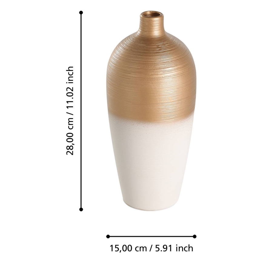 Eglo - Vase en céramique 28x15 cm blanc/doré