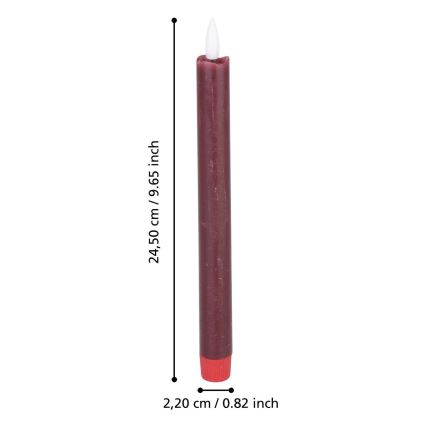Eglo - LOT 2x Bougie LED/1xAAA 24,5 cm rouge