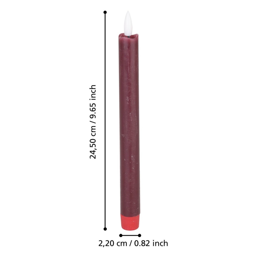 Eglo - LOT 2x Bougie LED/1xAAA 24,5 cm rouge