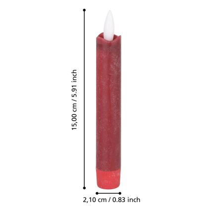 Eglo - LOT 2x Bougie LED/1xAAA 15 cm rouge