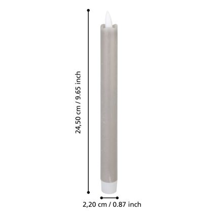 Eglo - LOT 2x Bougie LED/1xAAA 24,5 cm gris