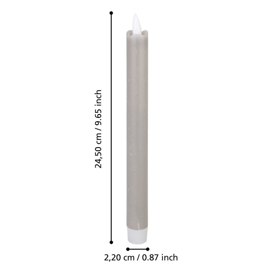 Eglo - LOT 2x Bougie LED/1xAAA 24,5 cm gris