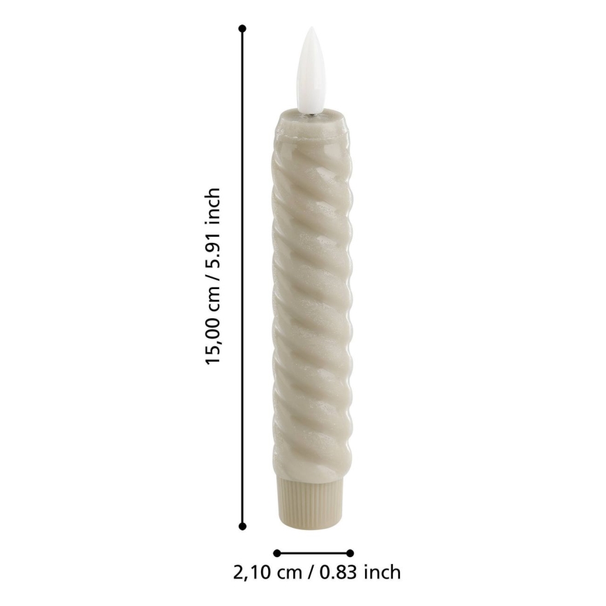 Eglo - LOT 2x Bougie LED/1xAAA 15 cm beige
