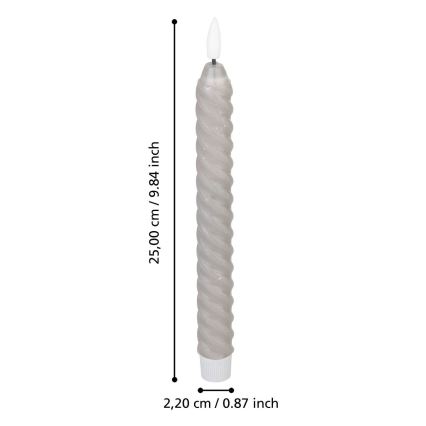 Eglo - LOT 2x Bougie LED/1xAAA 25 cm gris