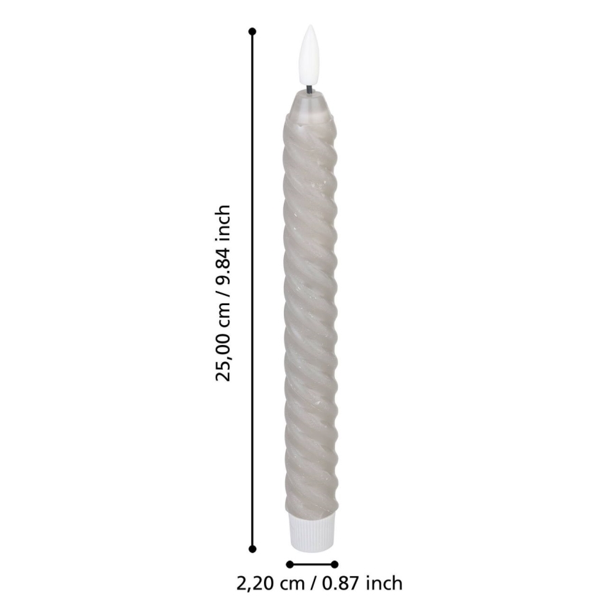 Eglo - LOT 2x Bougie LED/1xAAA 25 cm gris