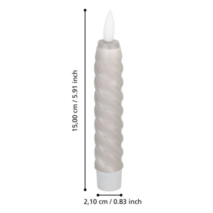 Eglo - LOT 2x Bougie LED/1xAAA 15 cm gris