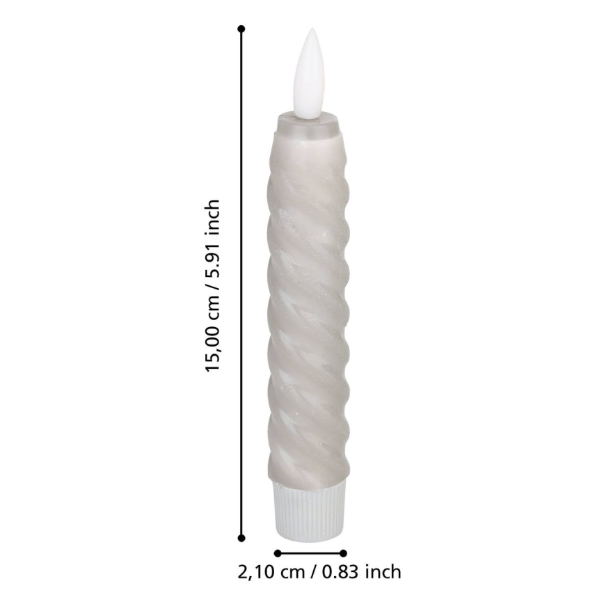 Eglo - LOT 2x Bougie LED/1xAAA 15 cm gris
