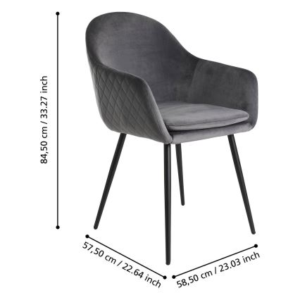 Eglo - Chaise de salle à manger 87,5x58,5 cm grise