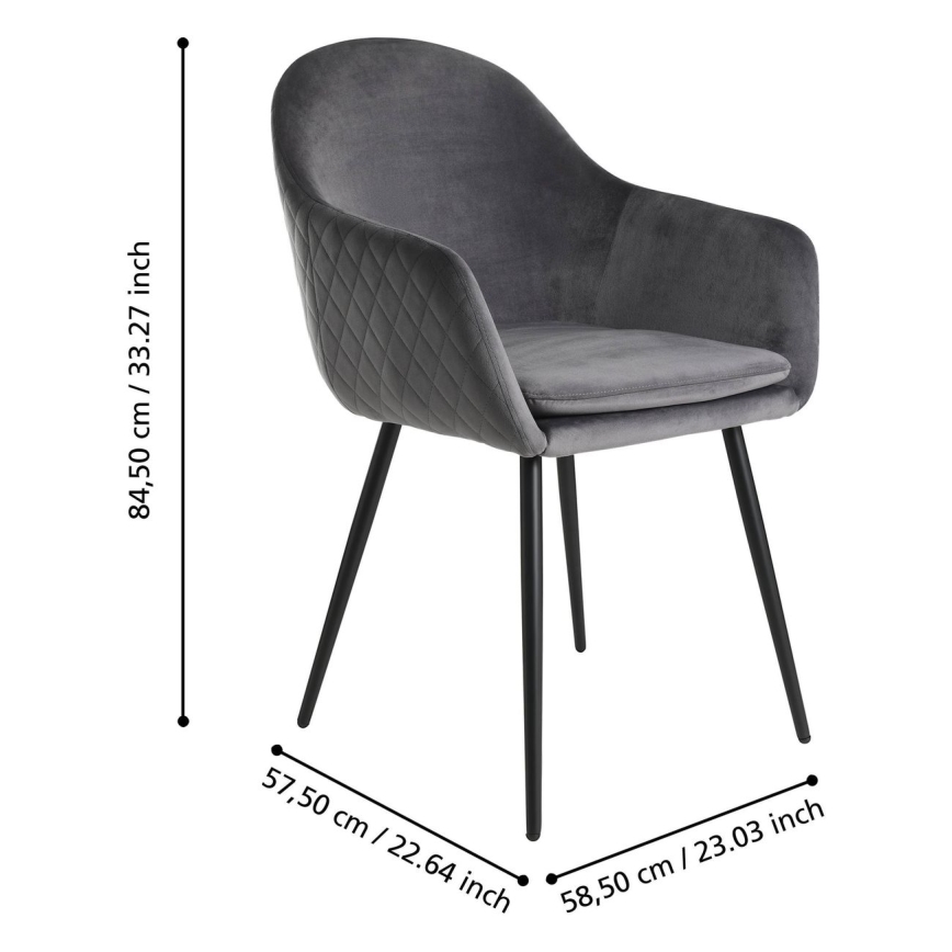 Eglo - Chaise de salle à manger 87,5x58,5 cm grise