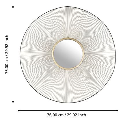 Eglo - Miroir mural d. 76 cm doré/noir