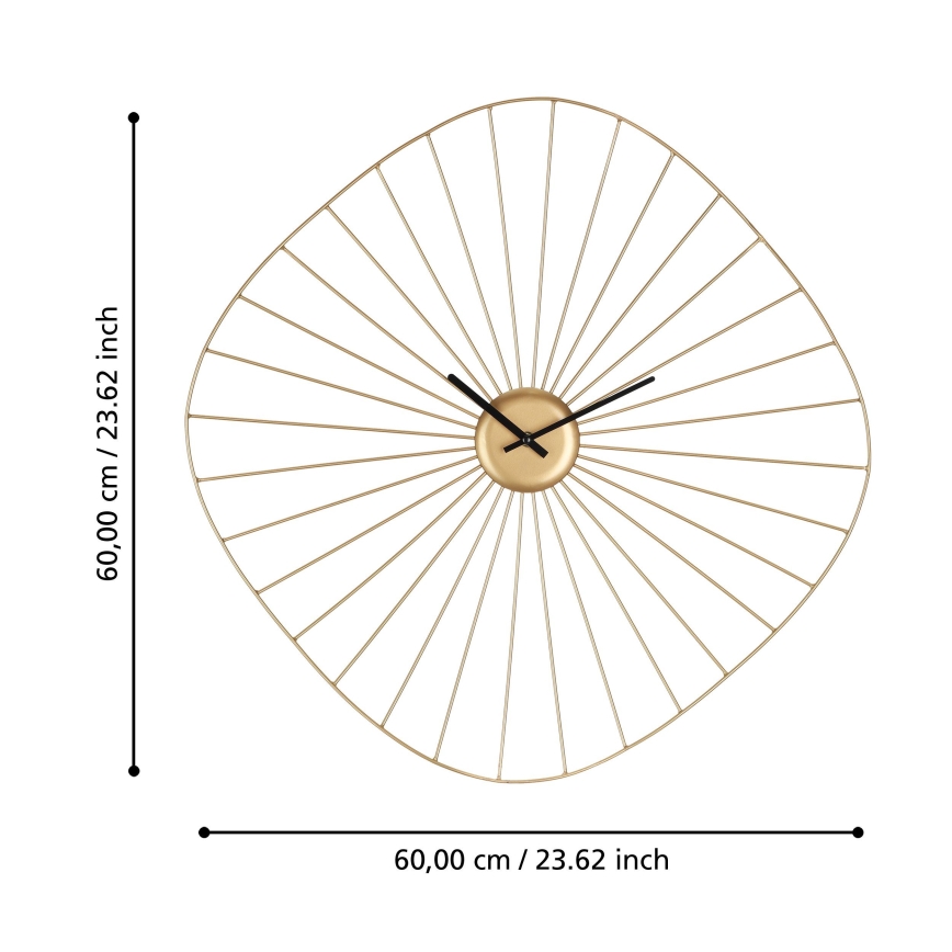 Eglo 425517 - Horloge murale MATSUMOTO 1x AA 60 x 60 cm dorée